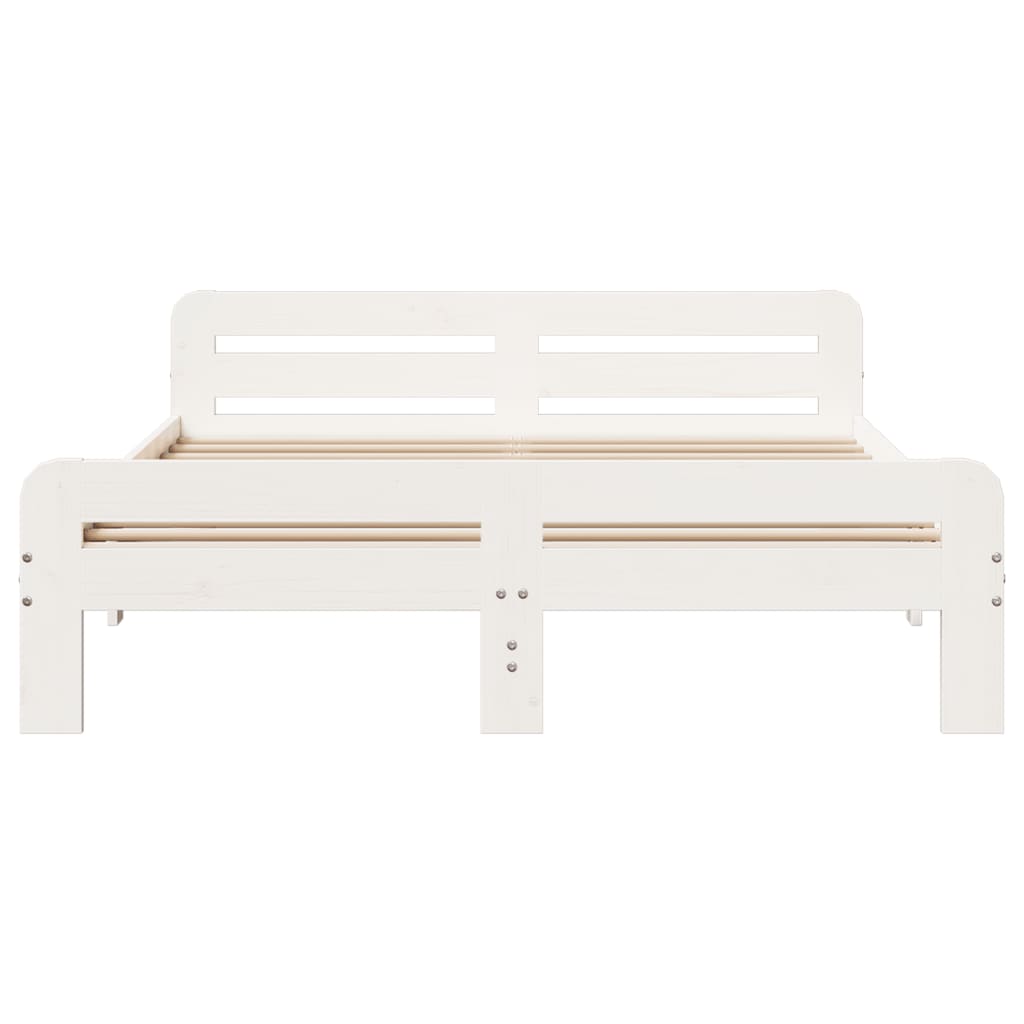 Letto senza Materasso Bianco 150x200 cm Legno Massello di Pino
