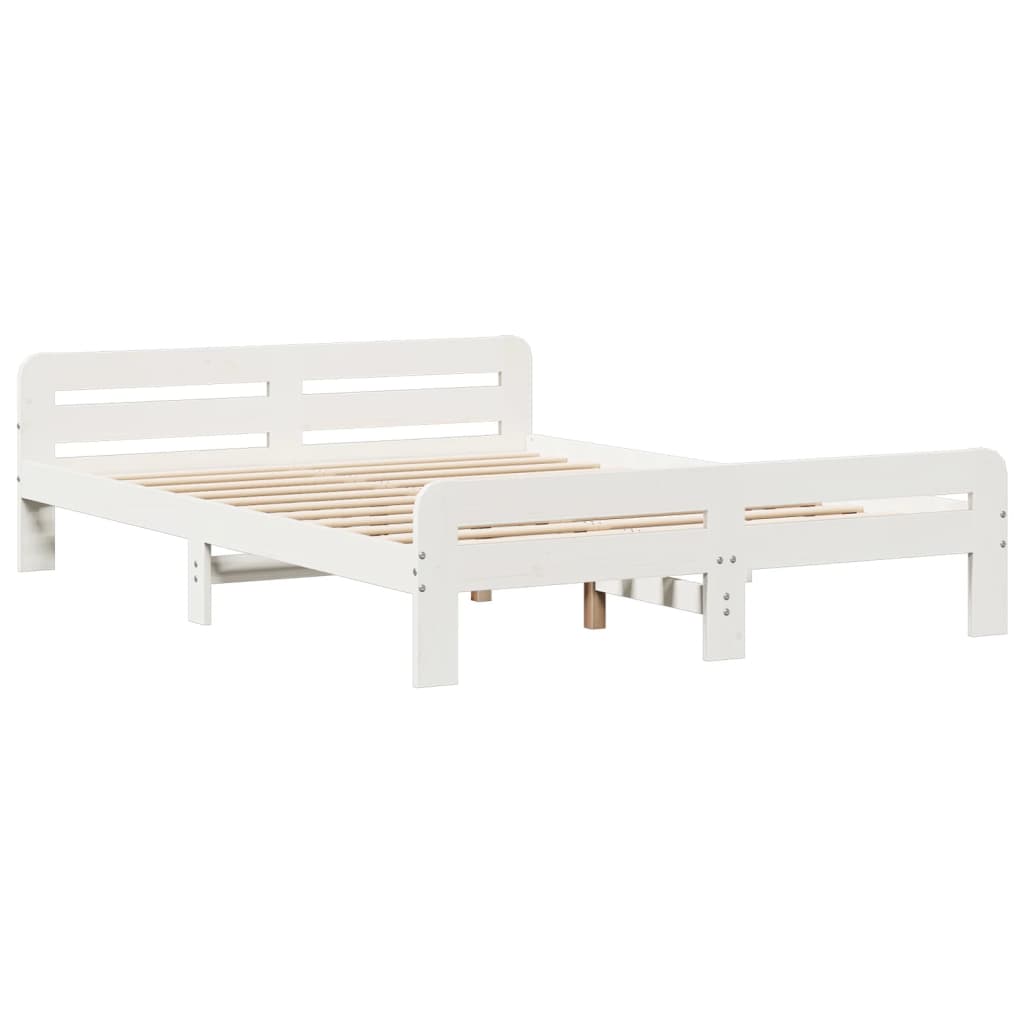 Letto senza Materasso Bianco 140x200 cm Legno Massello di Pino