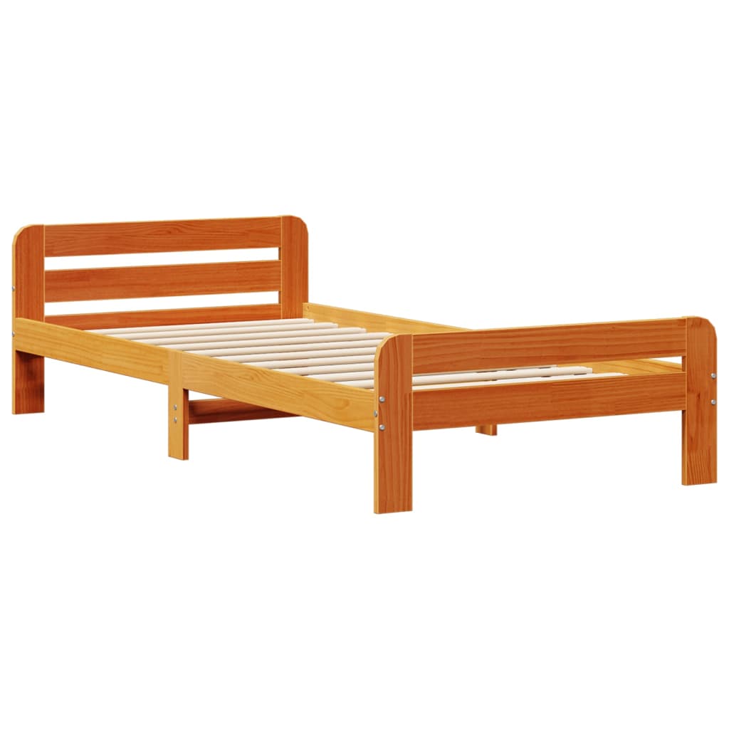 Letto senza Materasso Marrone Cera 100x200 cm in Legno di Pino
