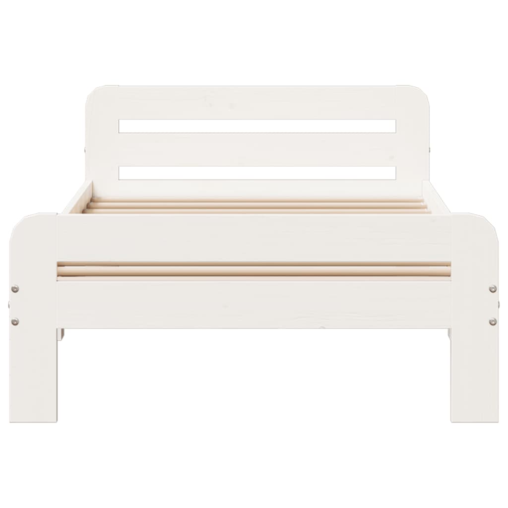 Letto senza Materasso Bianco 90x200 cm Legno Massello di Pino
