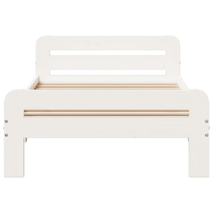 Letto senza Materasso Bianco 90x200 cm Legno Massello di Pino