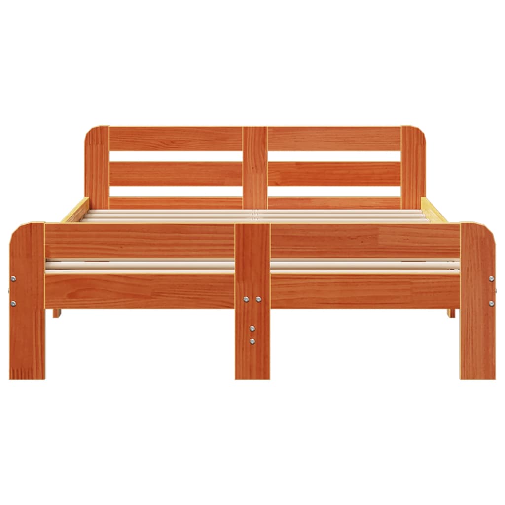 Letto senza Materasso Marrone Cera 135x190 cm in Legno di Pino