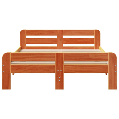 Letto senza Materasso Marrone Cera 135x190 cm in Legno di Pino