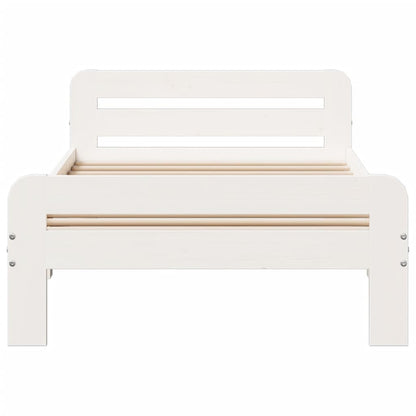 Letto senza Materasso Bianco 75x190 in Legno Massello di Pino