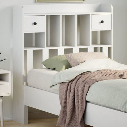 Testiera con Ripiani Bianca 100 cm in Legno Massello di Pino