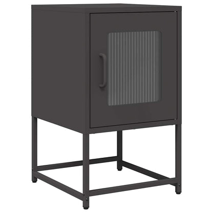 Comodino Nero 36x39x60,5 cm in Acciaio Laminato a Freddo