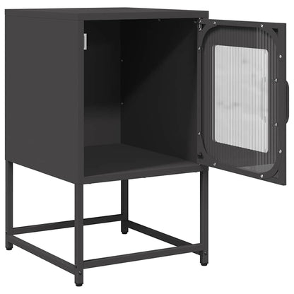 Comodino Nero 36x39x60,5 cm in Acciaio Laminato a Freddo