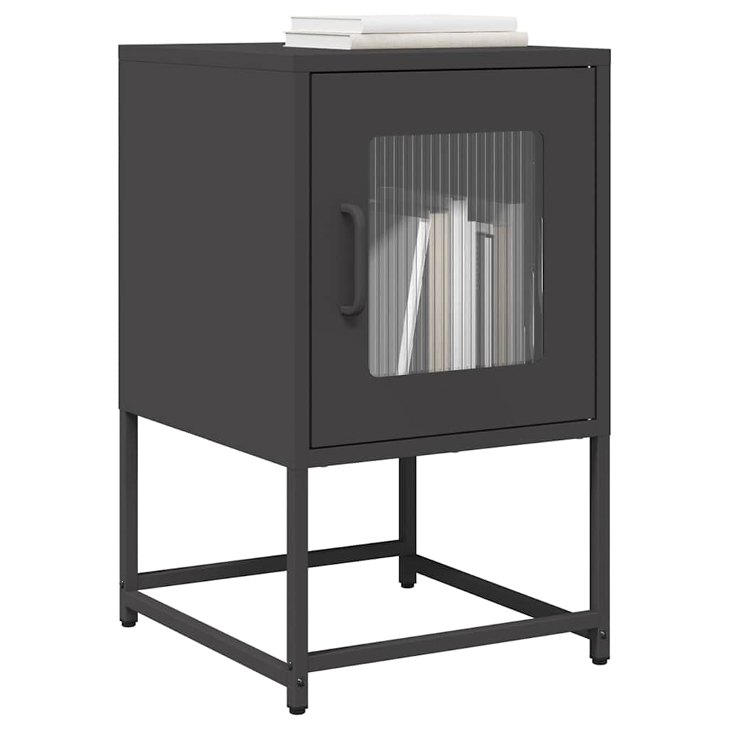 Comodino Nero 36x39x60,5 cm in Acciaio Laminato a Freddo