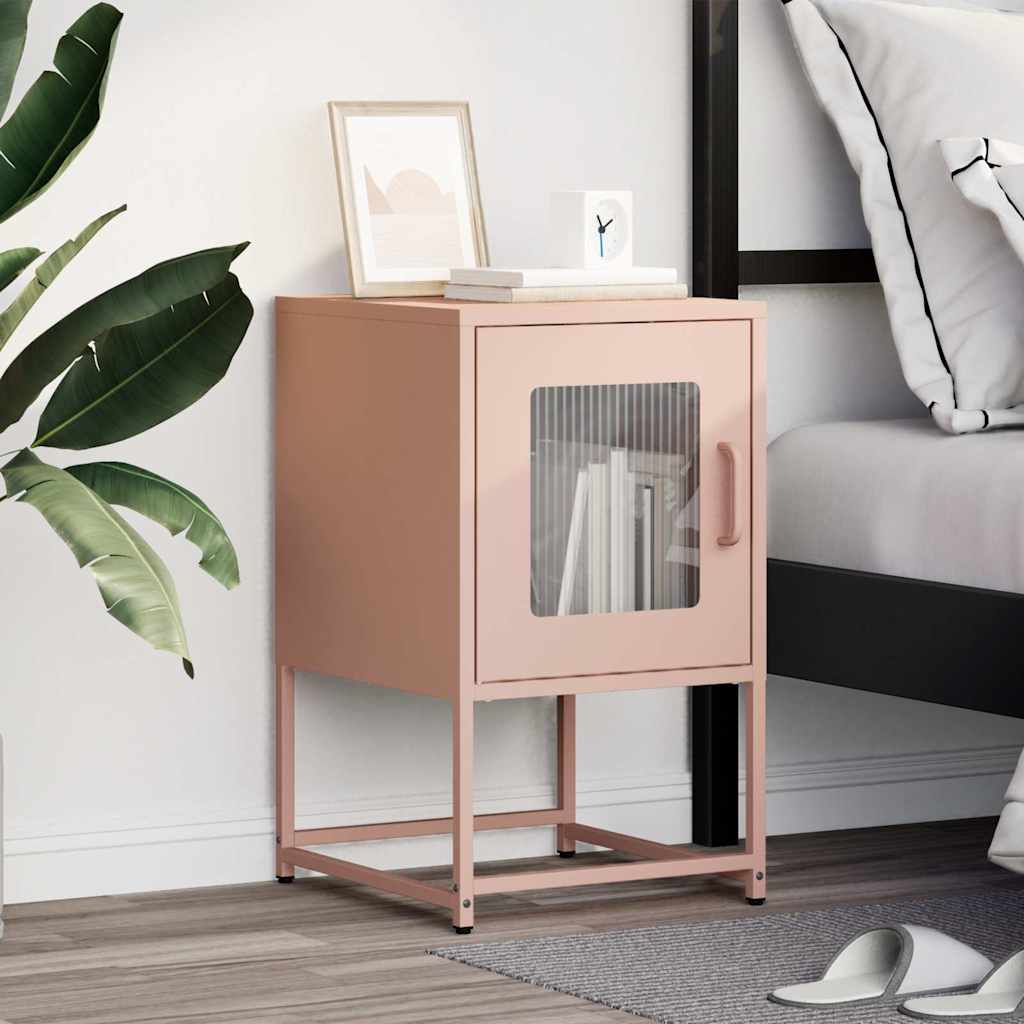 Comodino Rosa 36x39x60,5 cm in Acciaio Laminato a Freddo