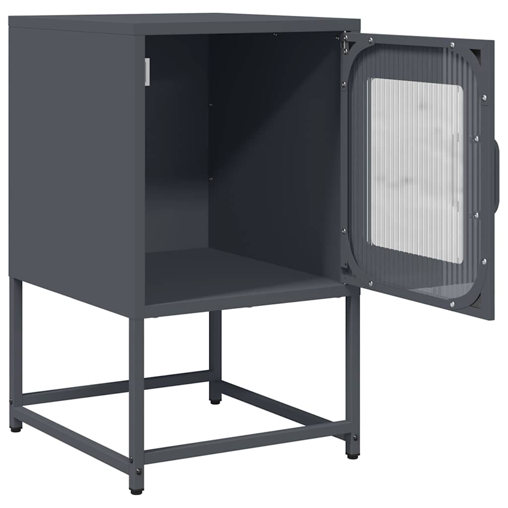 Comodino Antracite 36x39x60,5 cm in Acciaio Laminato a Freddo