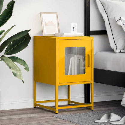 Comodino Giallo Senape 36x39x60,5 cm Acciaio Laminato a Freddo