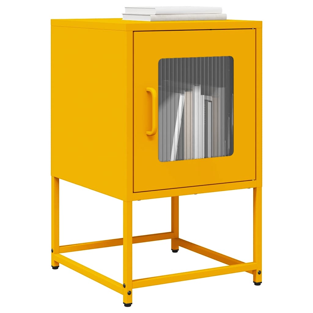 Comodino Giallo Senape 36x39x60,5 cm Acciaio Laminato a Freddo