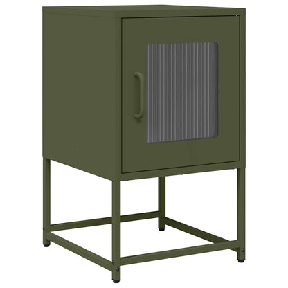 Comodino Verde Oliva 36x39x60,5 cm in Acciaio Laminato a Freddo