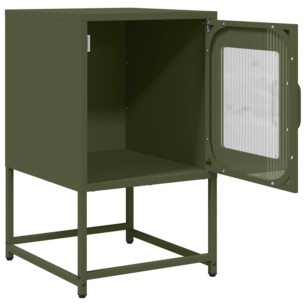 Comodino Verde Oliva 36x39x60,5 cm in Acciaio Laminato a Freddo