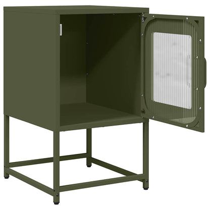 Comodino Verde Oliva 36x39x60,5 cm in Acciaio Laminato a Freddo