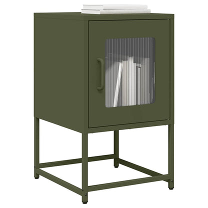 Comodino Verde Oliva 36x39x60,5 cm in Acciaio Laminato a Freddo