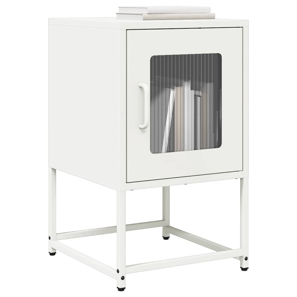 Comodino Bianco 36x39x60,5 cm in Acciaio Laminato a Freddo
