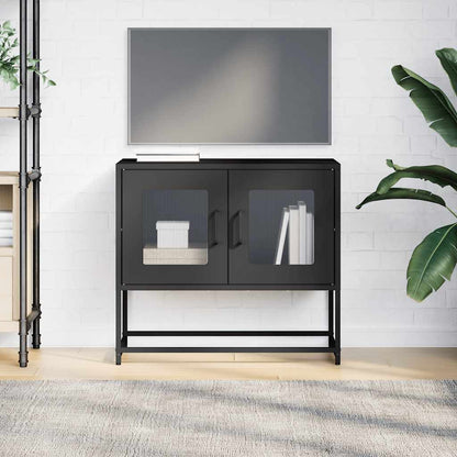 Mobile TV Nero 68x39x60,5 cm in Acciaio Laminato a Freddo
