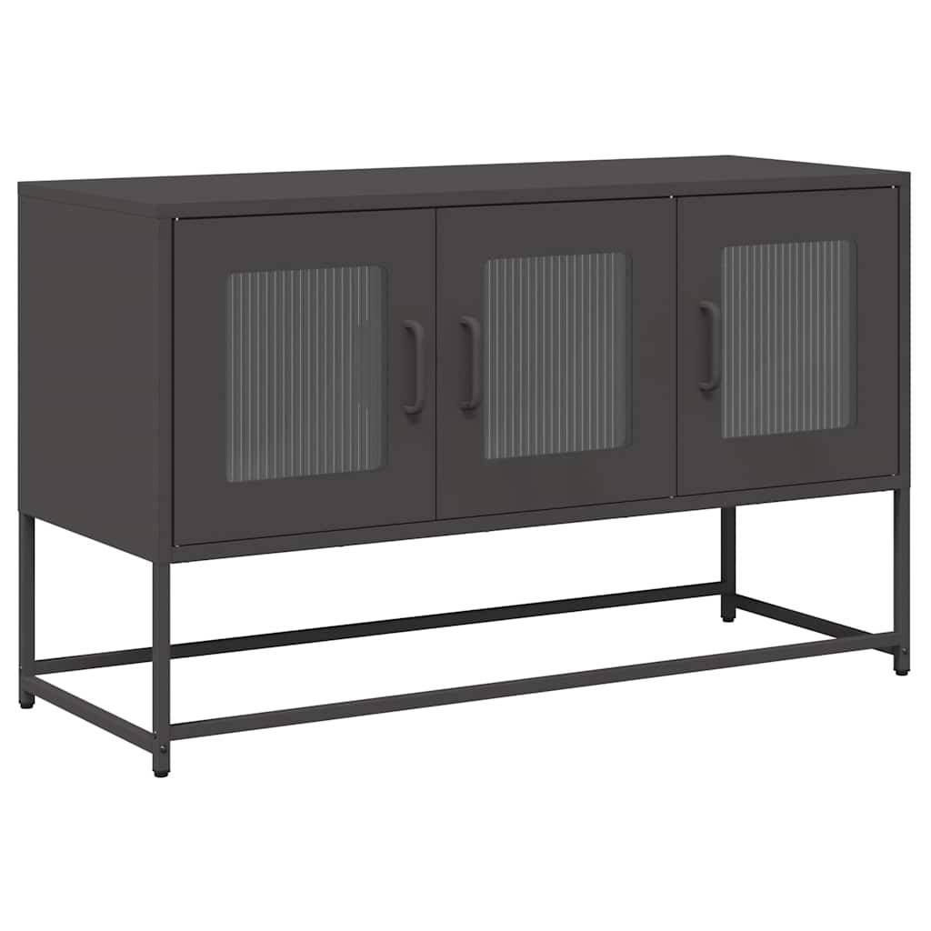 Mobile TV Nero 100,5x39x60,5 cm in Acciaio Laminato a Freddo