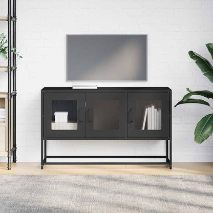 Mobile TV Nero 100,5x39x60,5 cm in Acciaio Laminato a Freddo