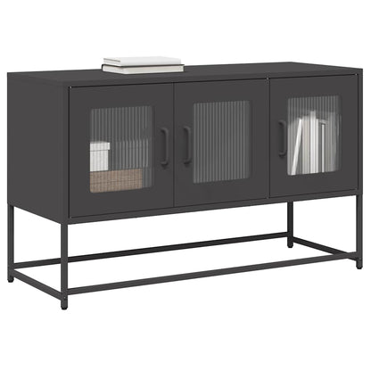 Mobile TV Nero 100,5x39x60,5 cm in Acciaio Laminato a Freddo