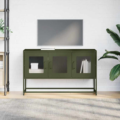 Mobile TV Verde Oliva 100,5x39x60,5cm Acciaio Laminato a Freddo
