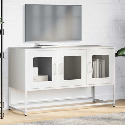 Mobile TV Bianco 100,5x39x60,5 cm in Acciaio Laminato a Freddo