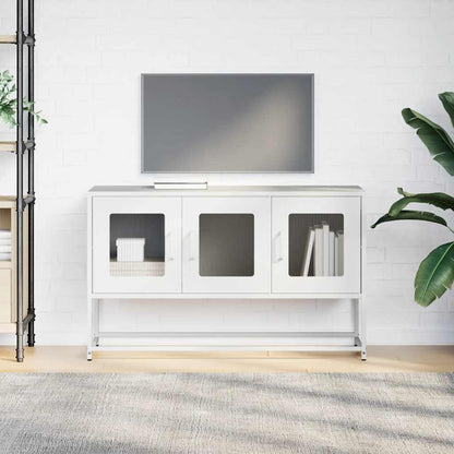 Mobile TV Bianco 100,5x39x60,5 cm in Acciaio Laminato a Freddo