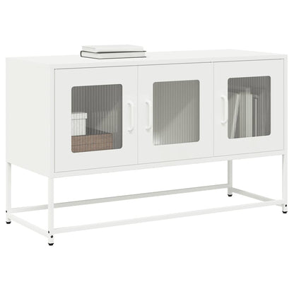 Mobile TV Bianco 100,5x39x60,5 cm in Acciaio Laminato a Freddo