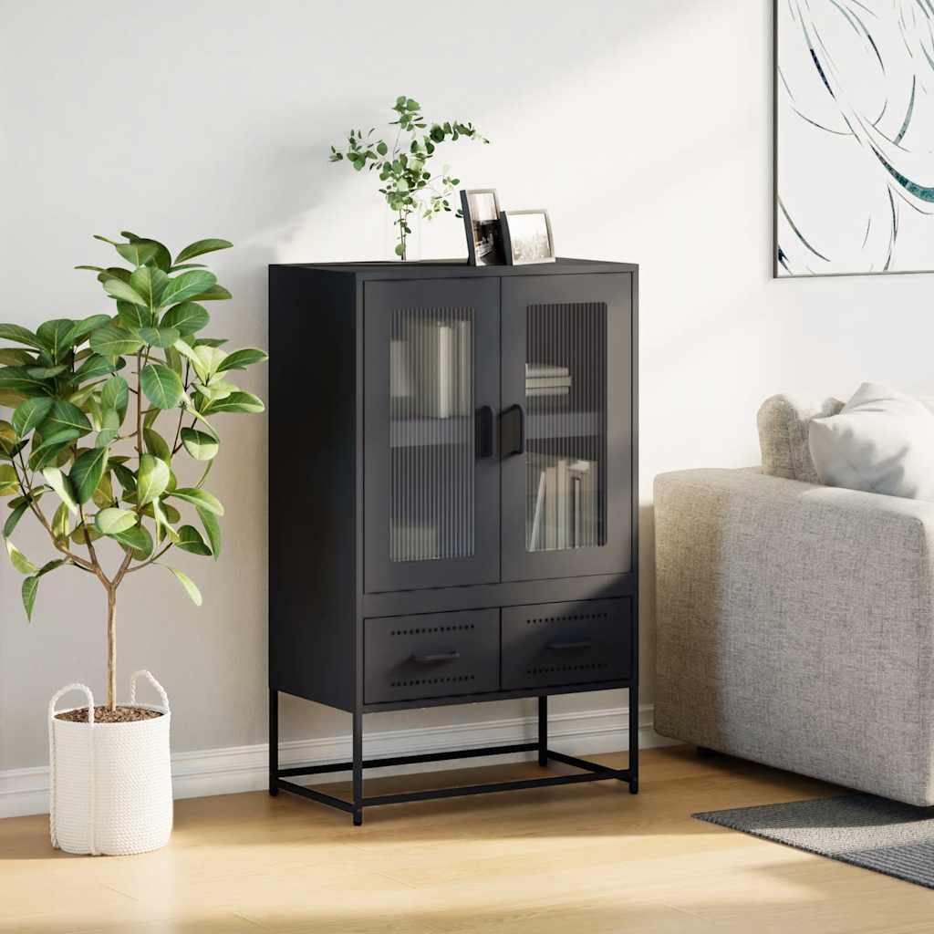 Credenza Nera 68x39x111,5 cm Acciaio