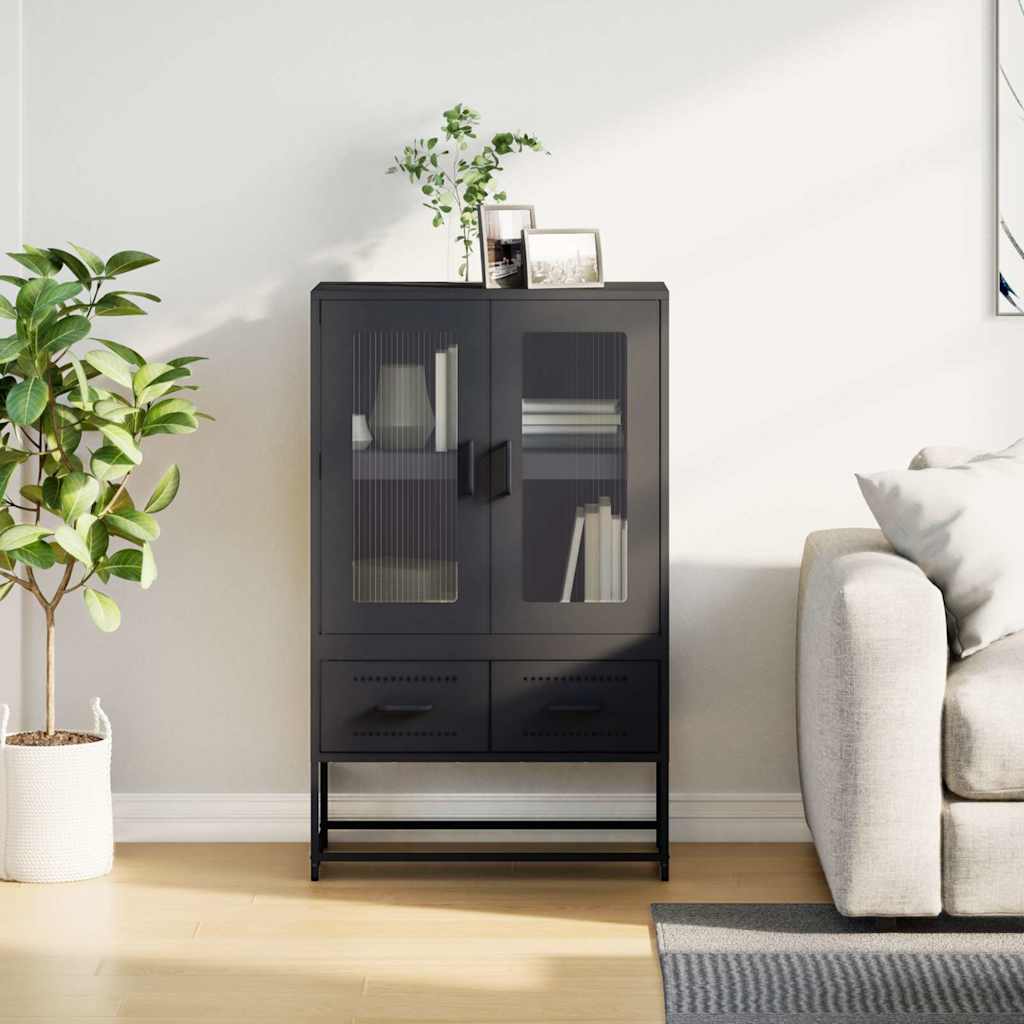 Credenza Nera 68x39x111,5 cm Acciaio