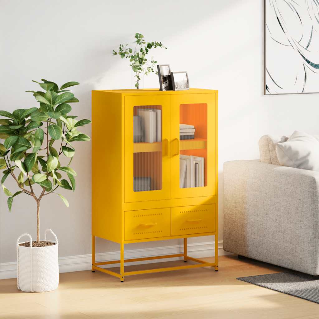 Credenza Giallo Senape 68x39x111,5 cm in Acciaio