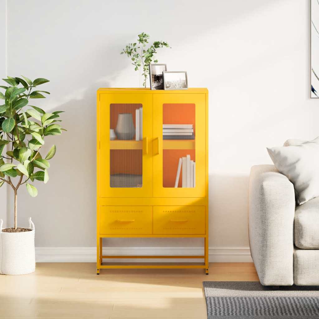 Credenza Giallo Senape 68x39x111,5 cm in Acciaio