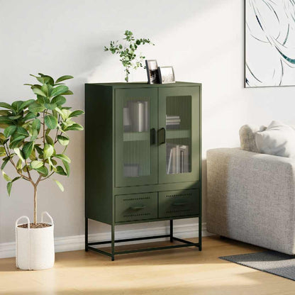 Credenza Verde Oliva 68x39x111,5 cm in Acciaio