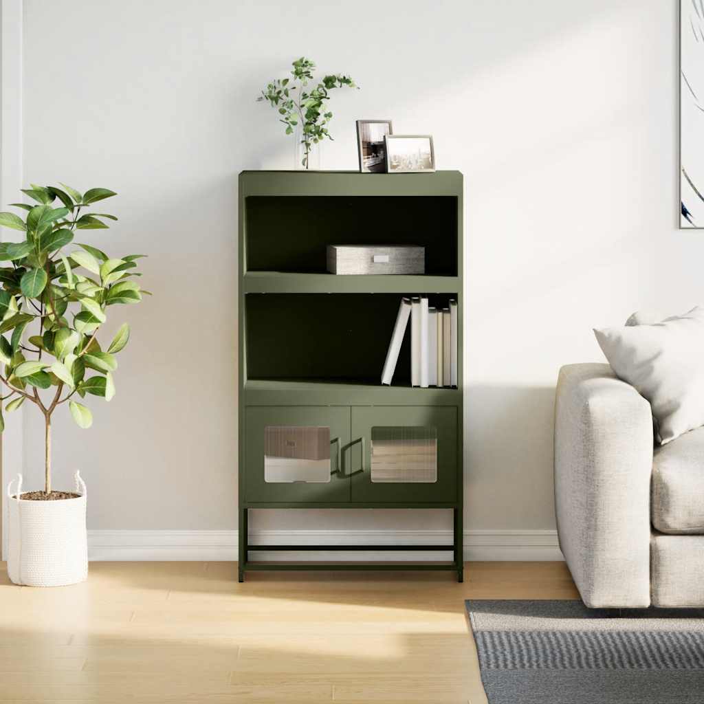 Credenza Verde Oliva 68x39x123 cm in Acciaio