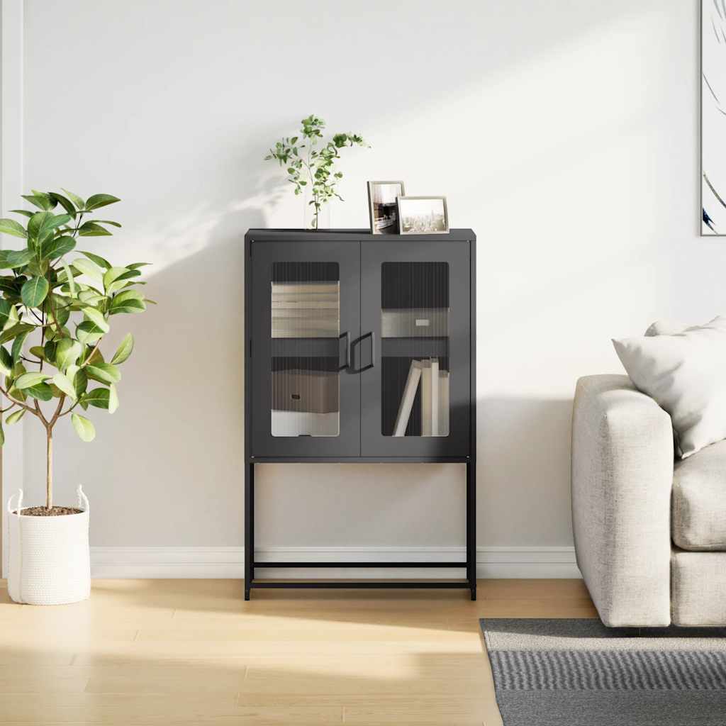 Credenza Nera 68x39x107 cm in Acciaio