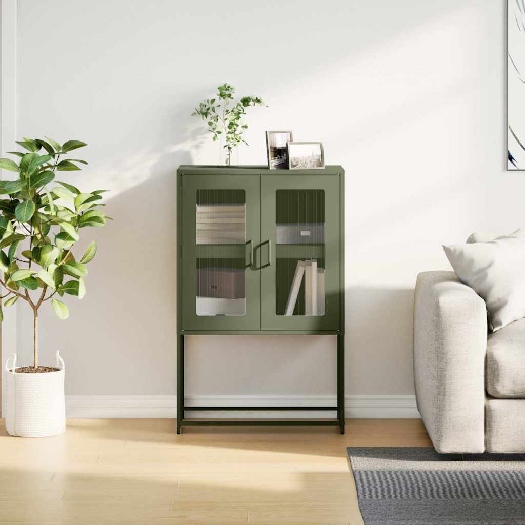 Credenza Verde Oliva 68x39x107 cm in Acciaio