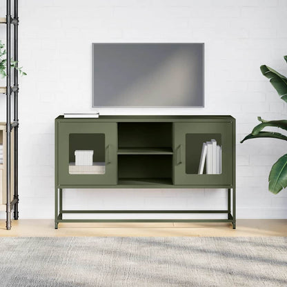 Mobile TV Verde Oliva 100,5x39x60,5 cm in Acciaio