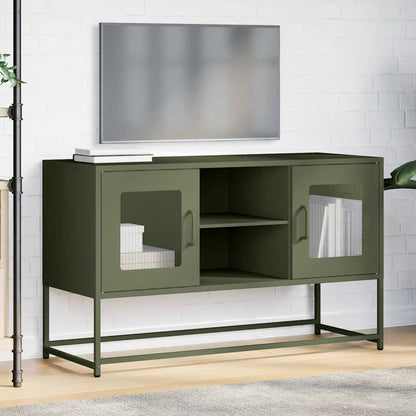 Mobile TV Verde Oliva 100,5x39x60,5 cm in Acciaio