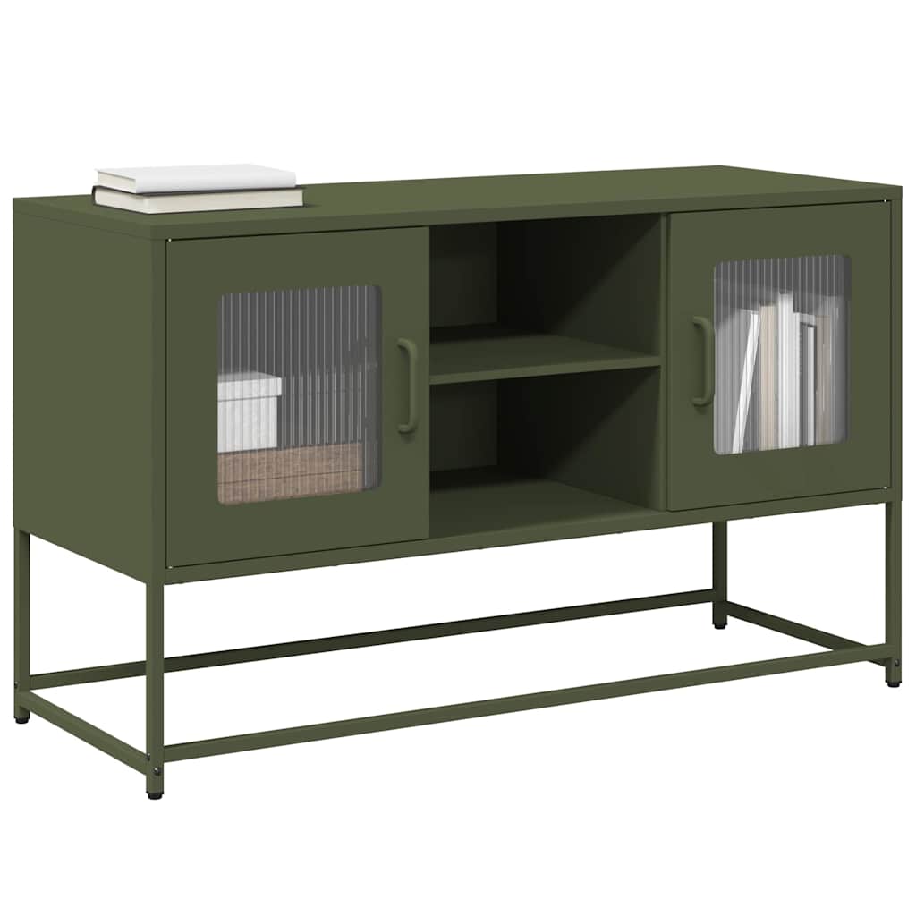 Mobile TV Verde Oliva 100,5x39x60,5 cm in Acciaio