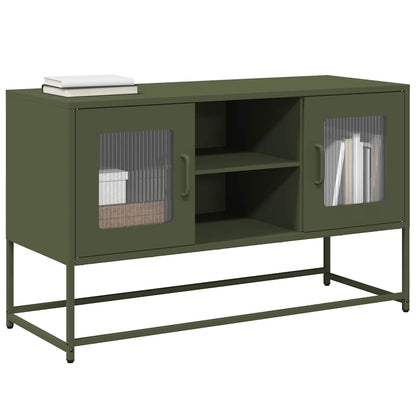 Mobile TV Verde Oliva 100,5x39x60,5 cm in Acciaio