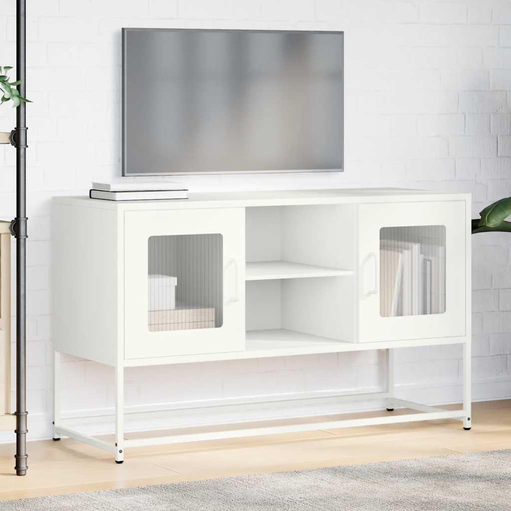 Mobile TV Bianco 100,5x39x60,5 cm in Acciaio