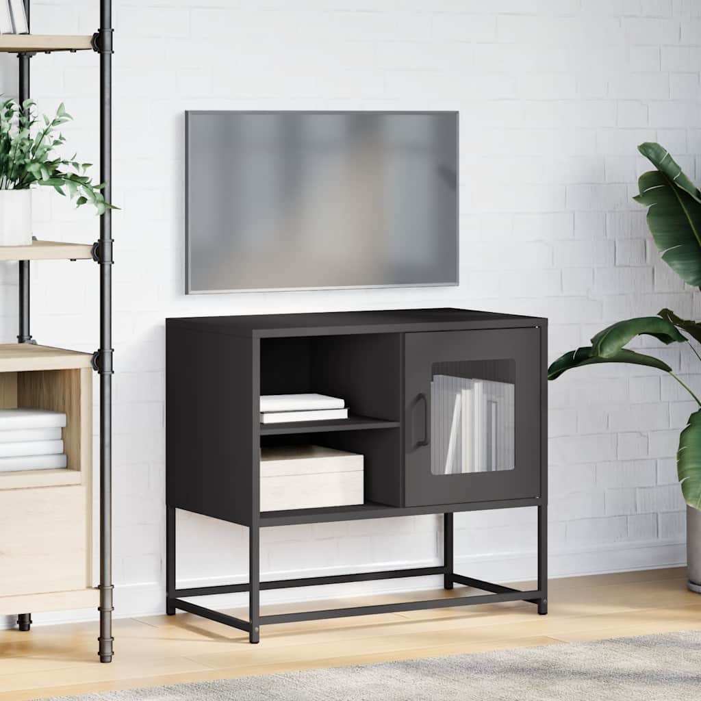 Mobile TV Nero 68x39x60,5 cm in Acciaio
