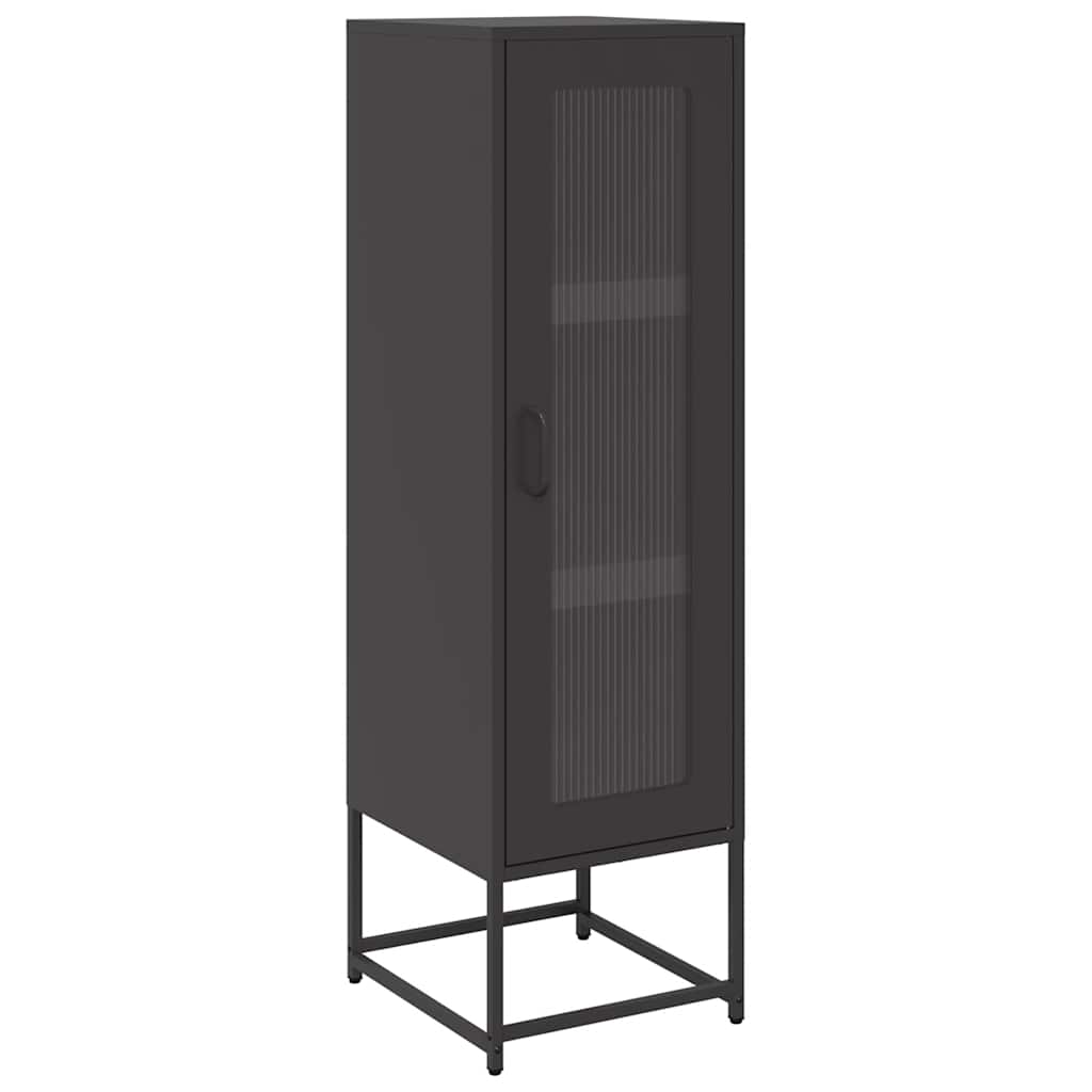 Credenza Nera 36x39x123 cm Acciaio Laminato a Freddo