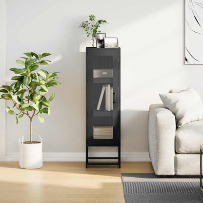 Credenza Nera 36x39x123 cm Acciaio Laminato a Freddo