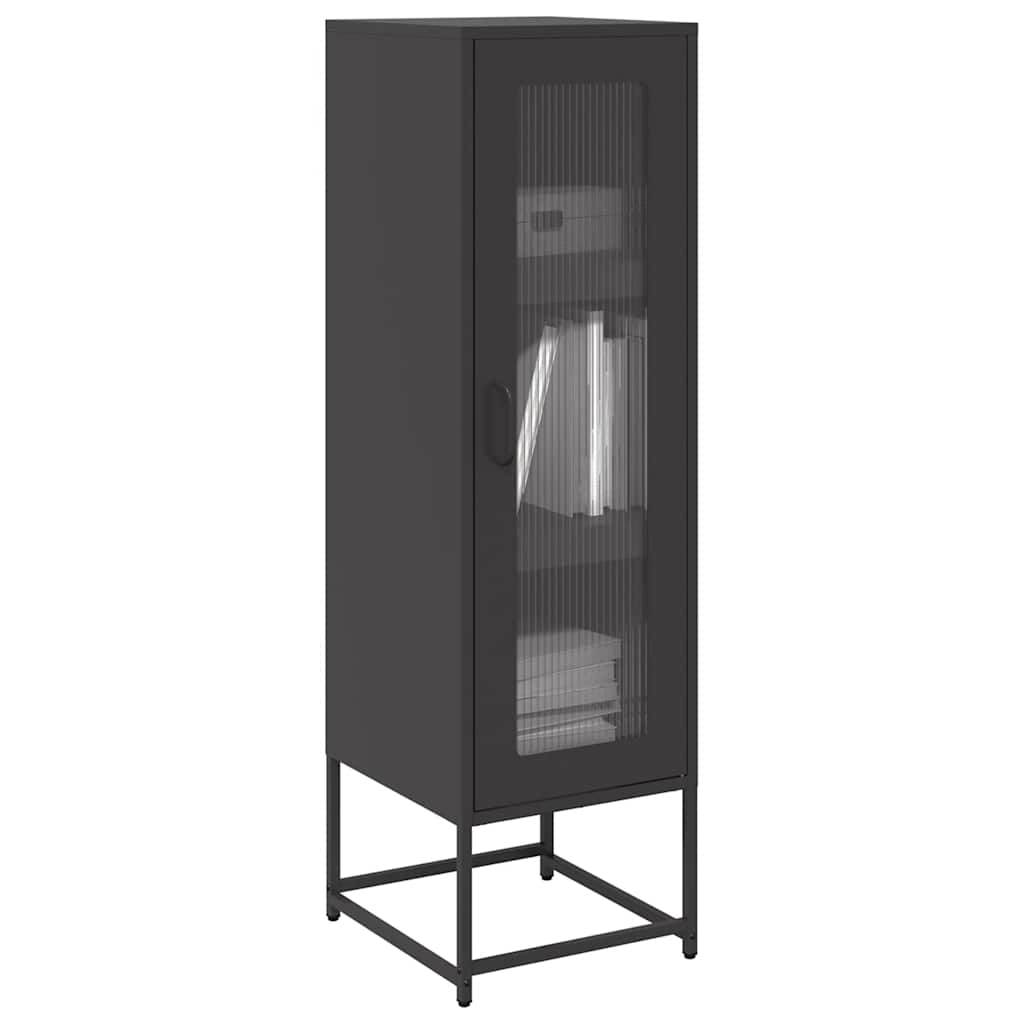 Credenza Nera 36x39x123 cm Acciaio Laminato a Freddo