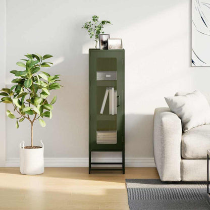 Credenza Verde Oliva 36x39x123 cm Acciaio Laminato a Freddo