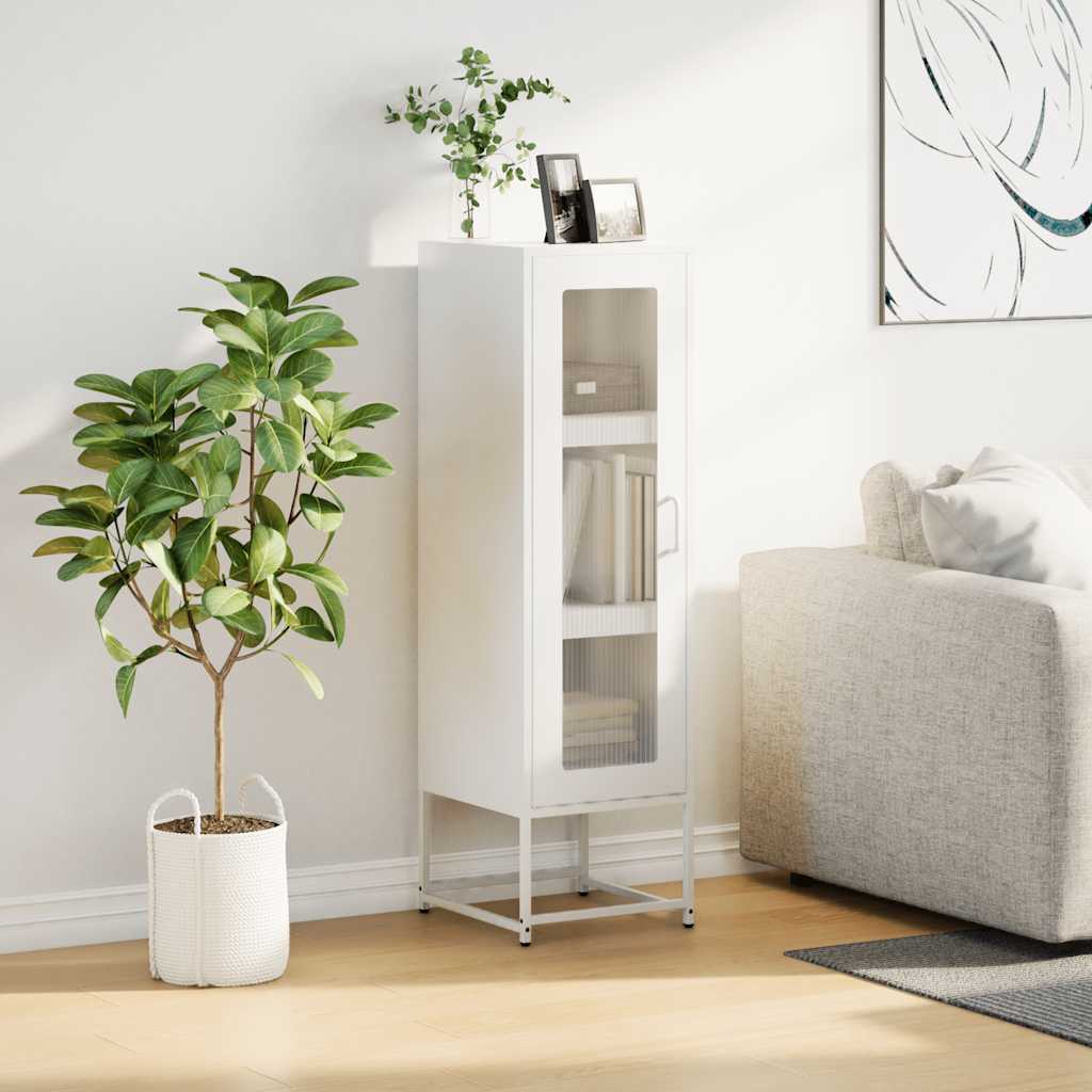 Credenza Bianca 36x39x123 cm Acciaio Laminato a Freddo