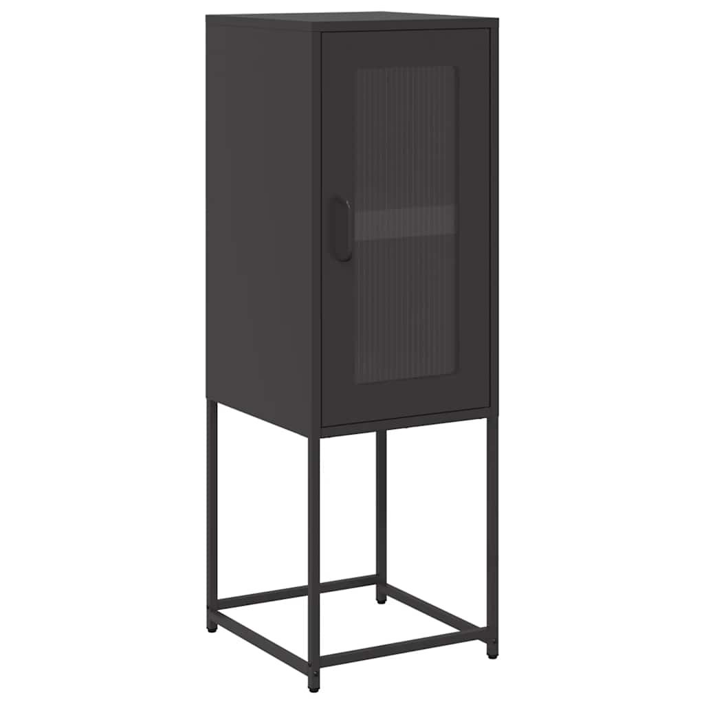 Credenza Nera 36x39x107 cm in Acciaio Laminato a Freddo