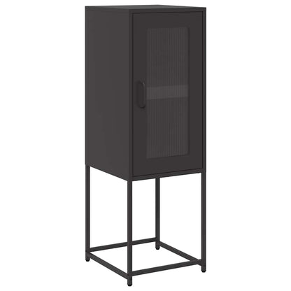 Credenza Nera 36x39x107 cm in Acciaio Laminato a Freddo